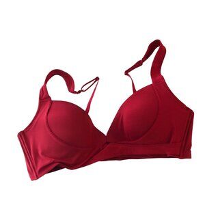 Neiwai Twin Cross Wide Strap Plunge Contour Bra Cherry Red 34C